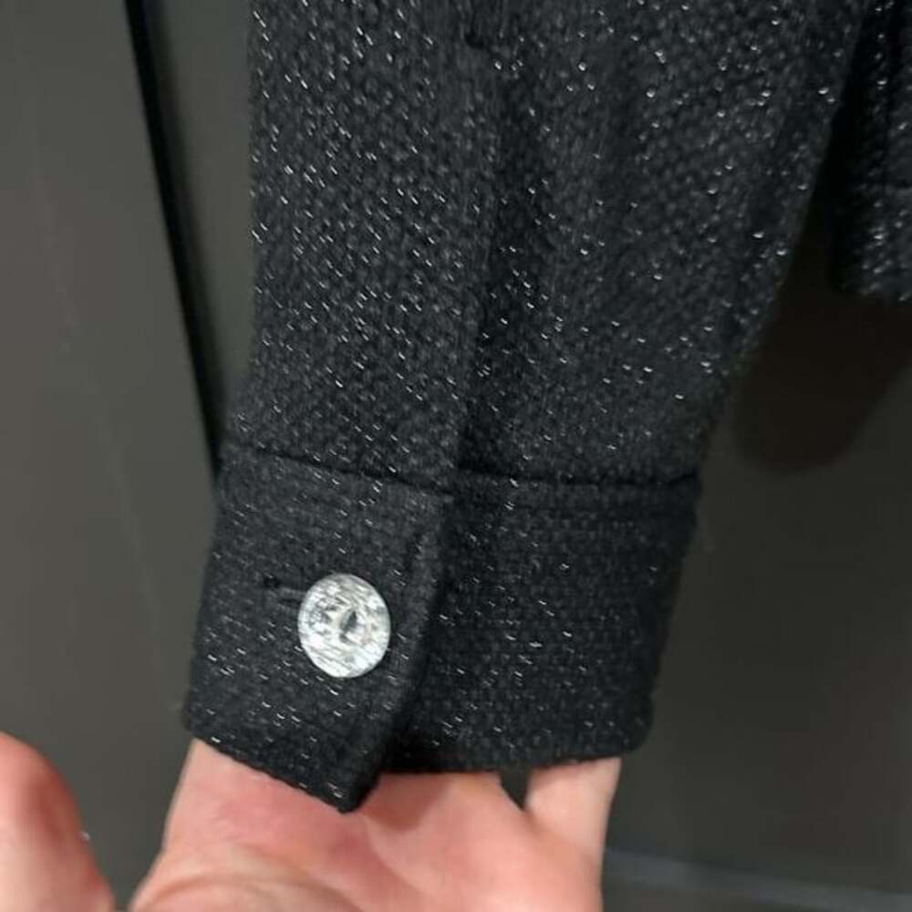 Chico's Black Button Front Collared Lightweight Jacket - Picture 4 of 7